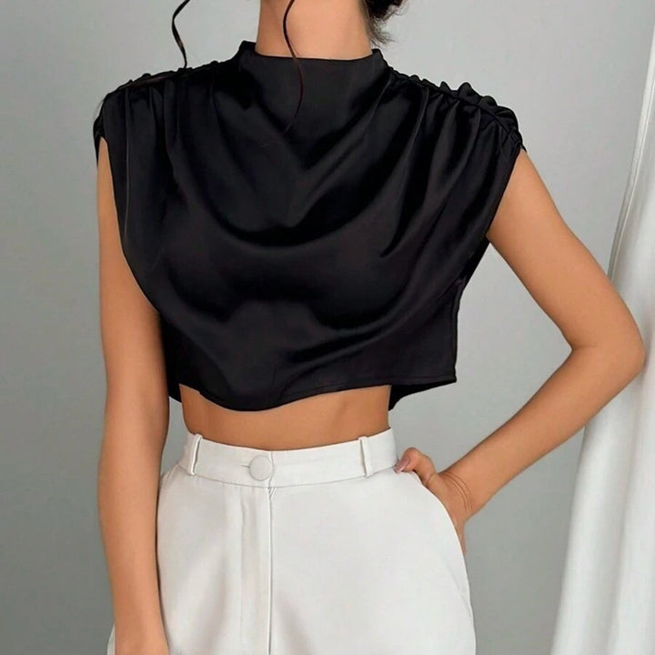 Damen elegantes Oberteil mit weichen Stofffalten und Rückenausschnitt Drune