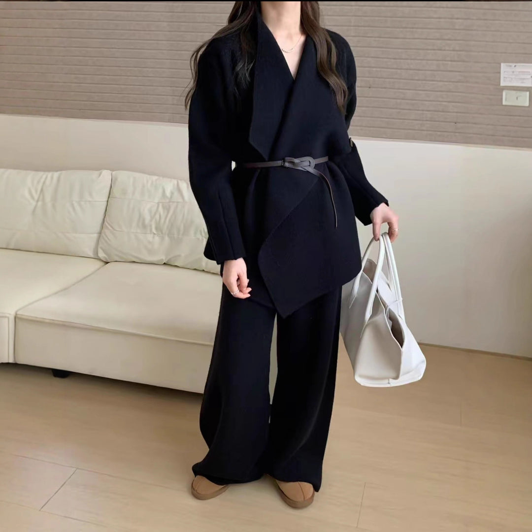 Damen Elegante Strickjacke mit tailliertem Design und Gürtel Drune