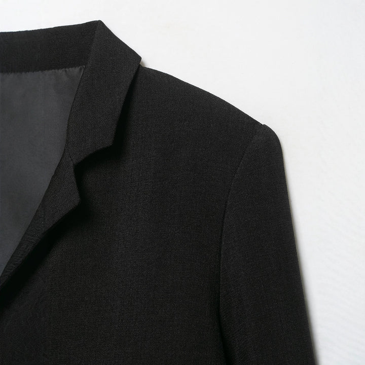 Damen Cropped-Blazer mit asymmetrisch geschnittenem Vorderteil und klassischem Revers Drune