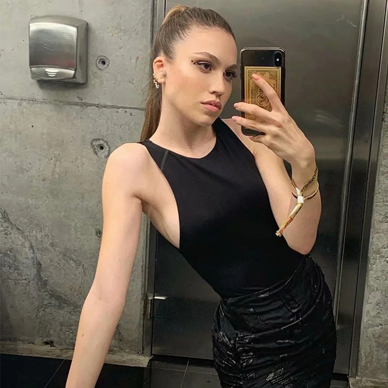 Damen Figurbetontes Tanktop mit breitem Trägerdesign Drune