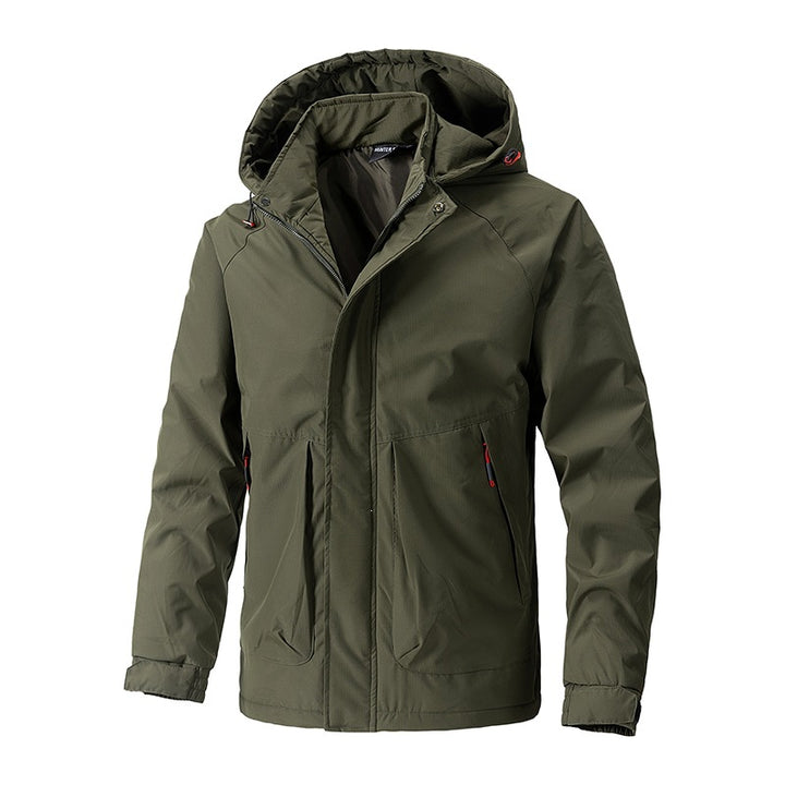 Herren Wasserabweisende Kapuzen‑Übergangsjacke mit Thermofutter, Utility‑Taschen & verstellbaren Manschetten Drune