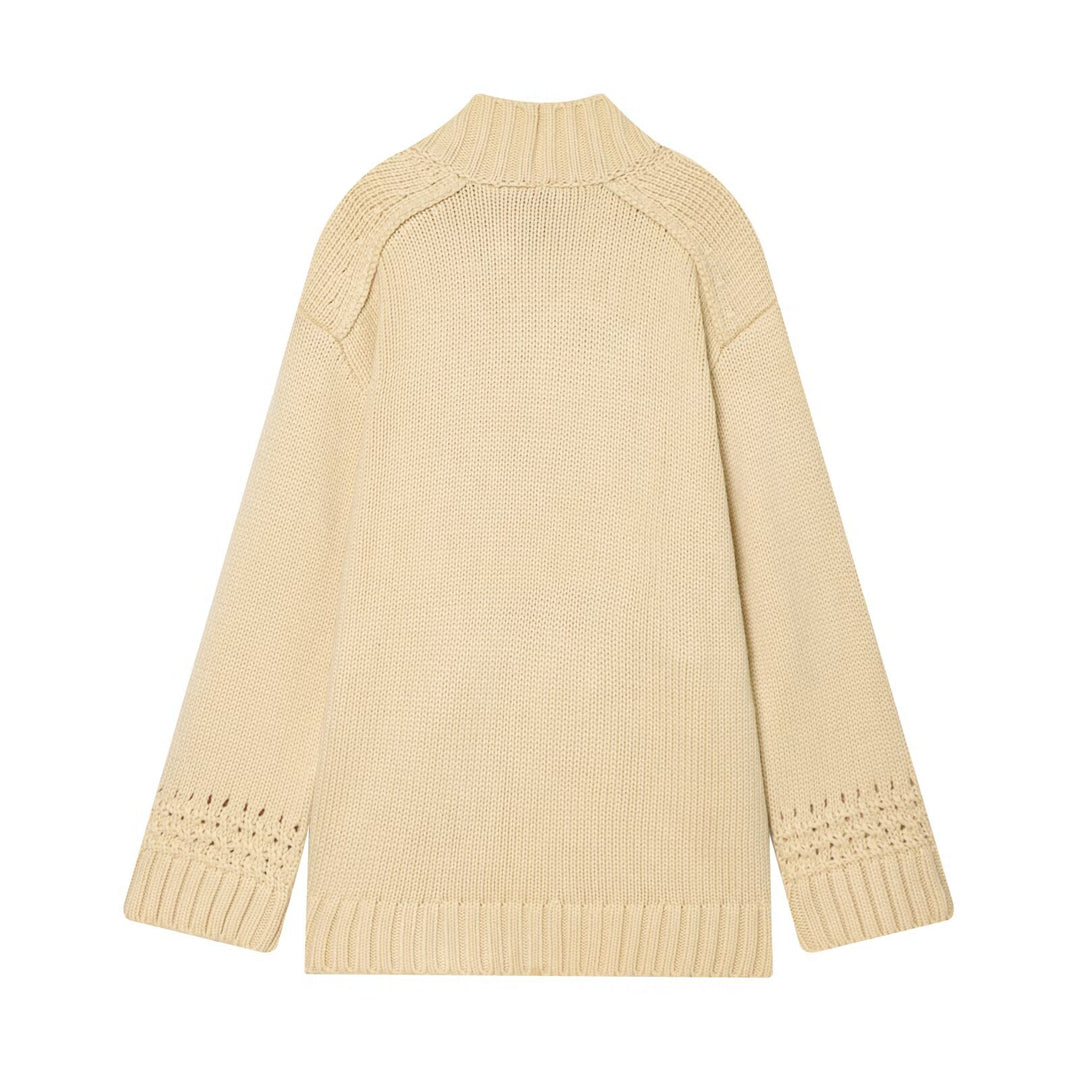 Damen Wickel-Strickcardigan mit Schalkragen, Bindegürtel und Häkelärmeln Drune