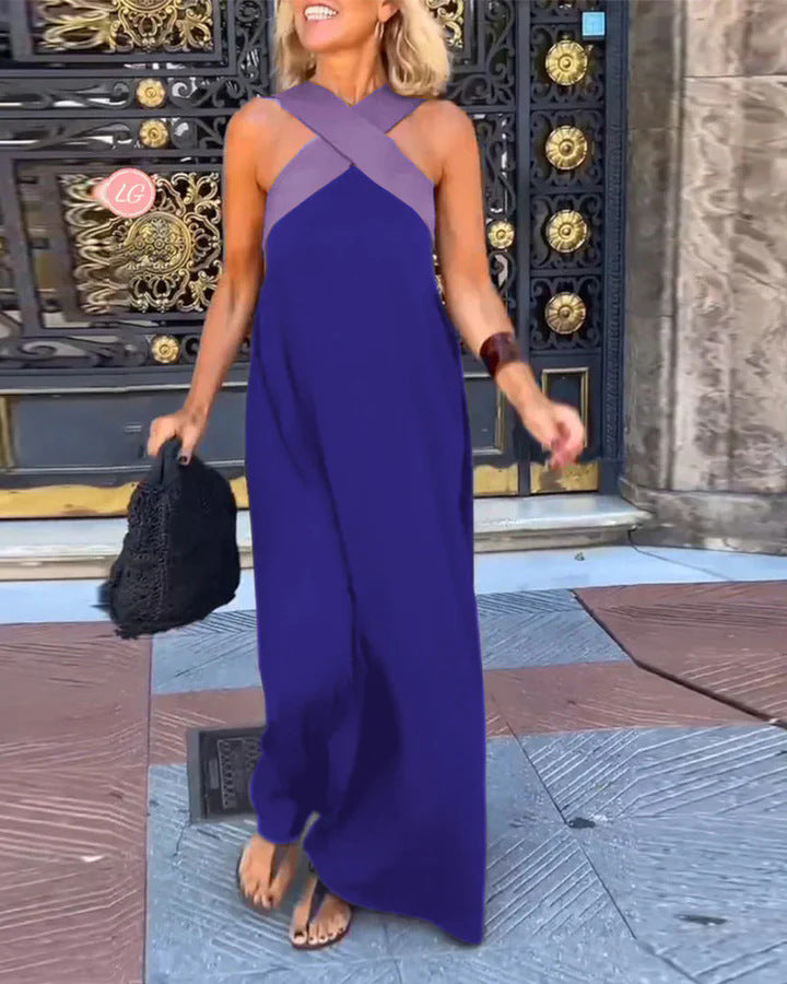 Damen Maxikleid mit modernem X-Trägerdesign Drune