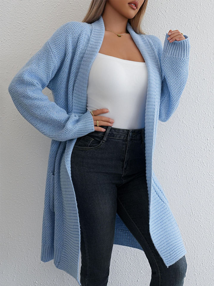 Damen Grobstrick-Cardigan mit offener Front und modischem Strickdesign Drune
