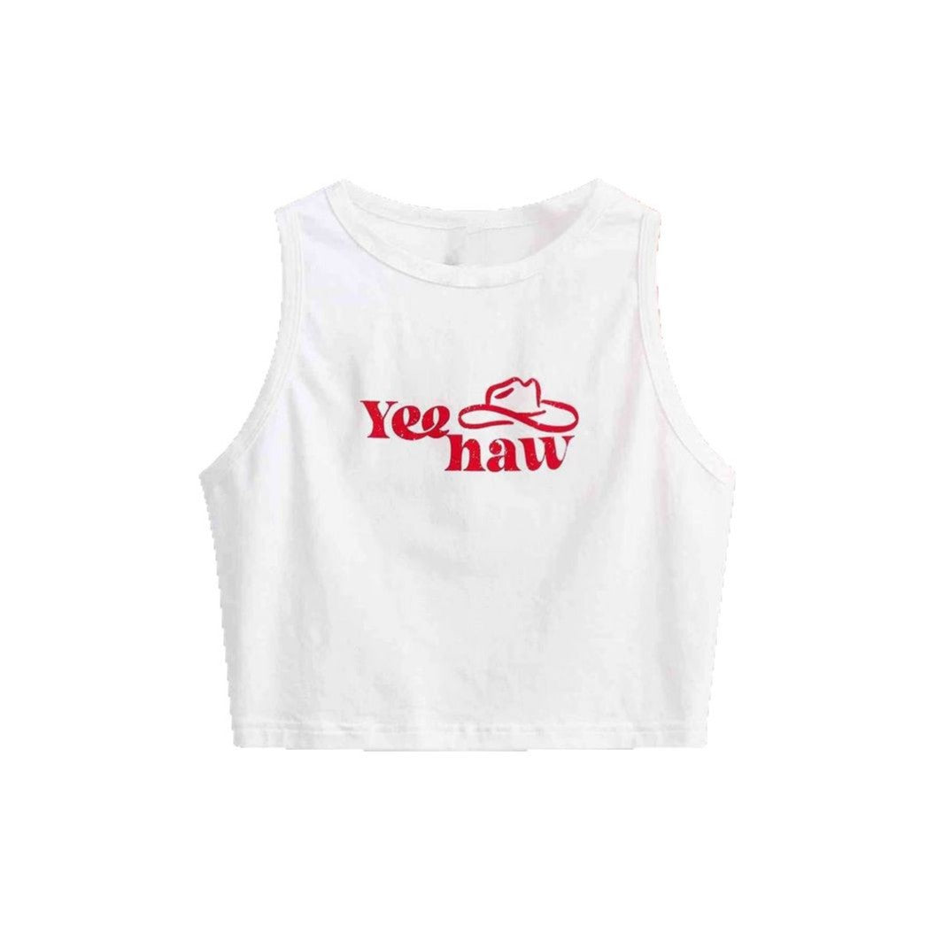Damen Crop-Top mit originellem Cowboy-Motiv und coolem Schriftzug Drune