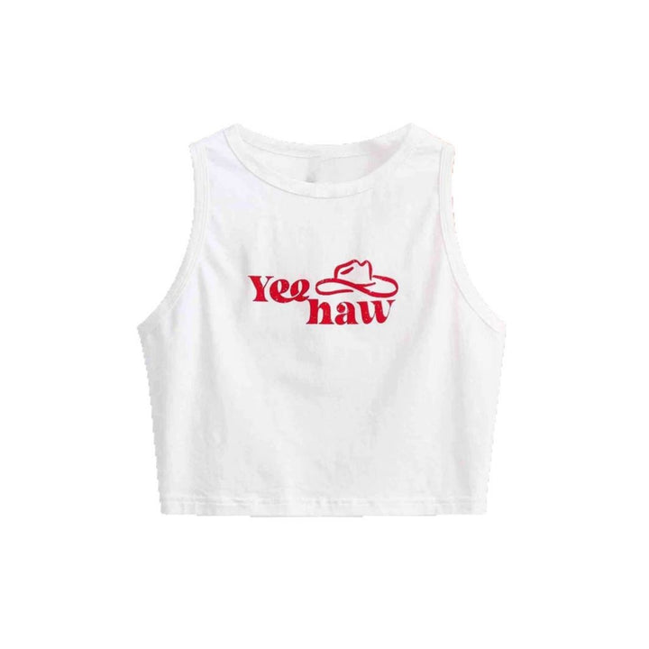 Damen Crop-Top mit originellem Cowboy-Motiv und coolem Schriftzug Drune
