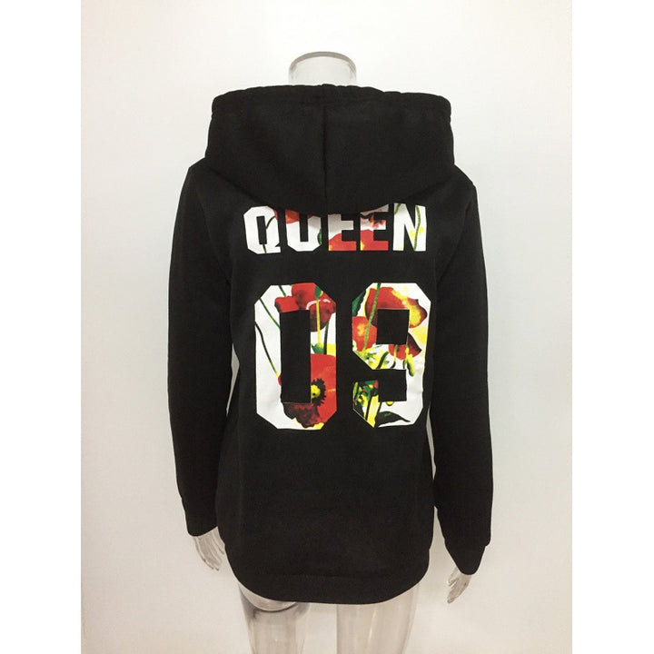 Damen Motiv Hoodie mit floralem Design und Kapuze Drune