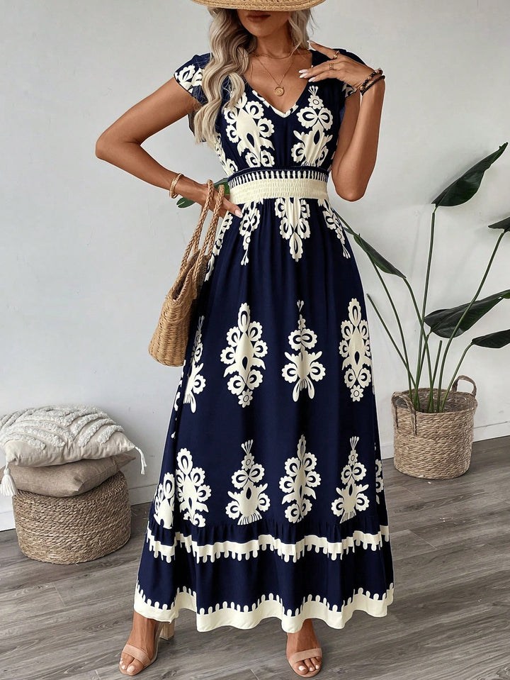 Damen Elegantes Maxikleid mit faszinierendem Musterdruck Drune