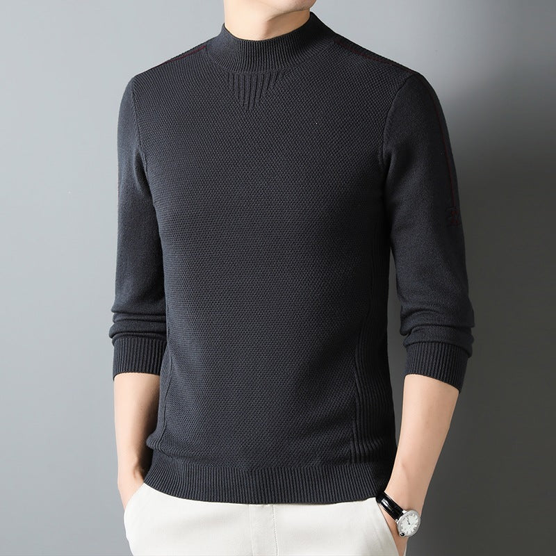 Herren Slim-Fit Strukturierter Feinstrickpullover mit kurzem Schlauchkragen und gerippten Säumen Drune
