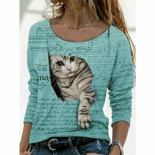 Drune | Modernes T-Shirt mit Katzenprint