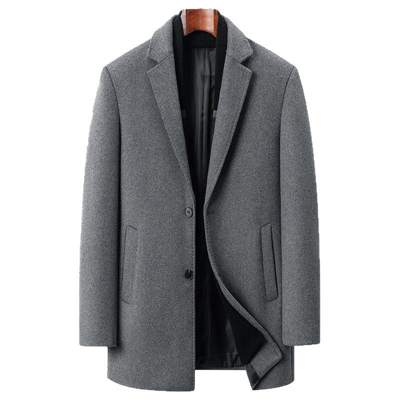 Herren Business-Kurzmantel aus Premium-Wollmix mit Reverskragen und seitlichen Leistentaschen Drune
