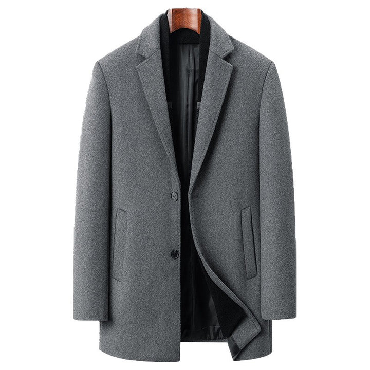 Herren Business-Kurzmantel aus Premium-Wollmix mit Reverskragen und seitlichen Leistentaschen Drune