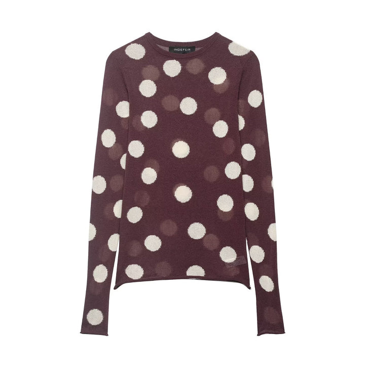 Damen Leichter Polka-Dot Feinstrickpullover mit Rundhals und Relaxed-Schnitt Drune