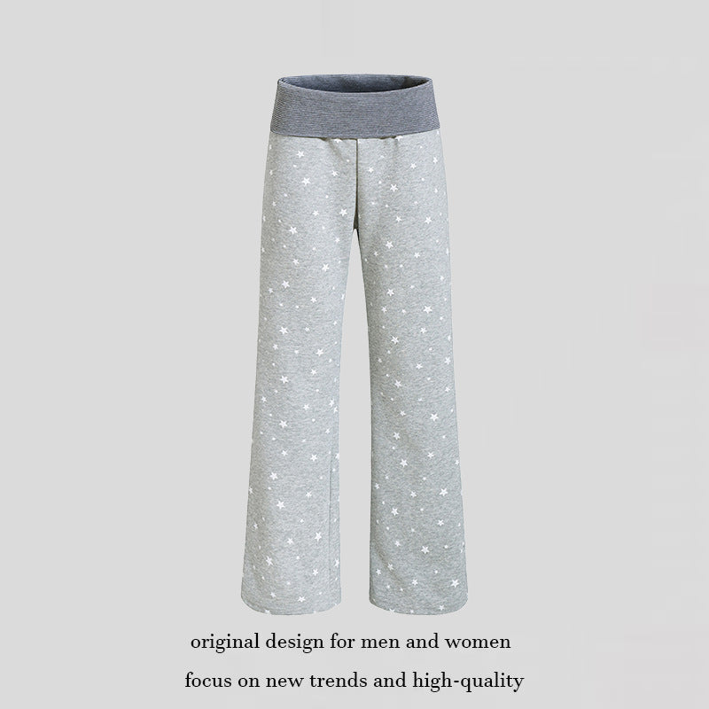 Damen Lounge-Hose mit weitem Bein, hohem Rippbund und Sternenprint Drune