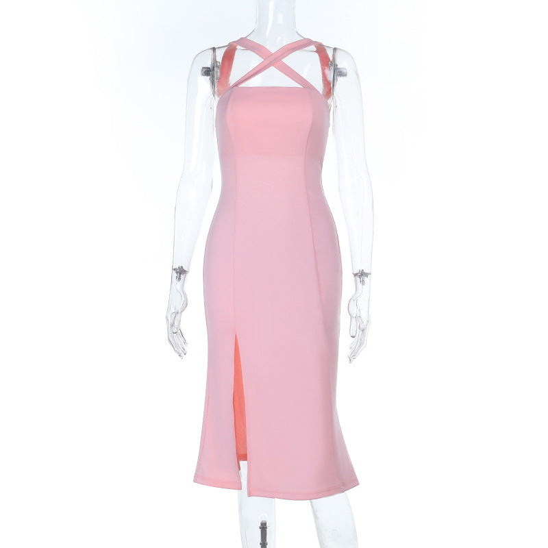Damen Elegantes Midi-Kleid mit innovativem Schnitt und verführerischem Schlitz Drune