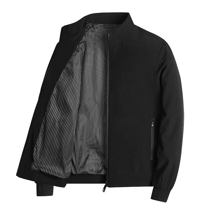 Herren leichte Blousonjacke mit Stehkragen, gestreiftem Innenfutter und Reißverschlusstaschen Drune
