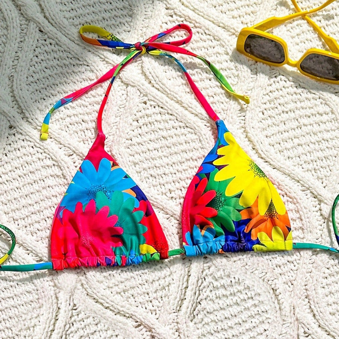 Damen Triangel-Bikini mit floralem Rüschen-Design Drune