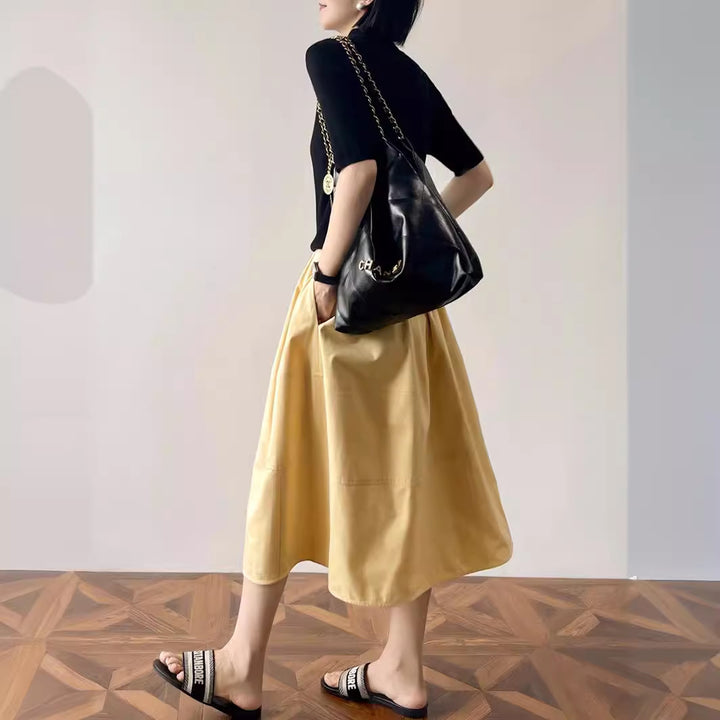 Damen Eleganter, weit geschnittener Midirock Drune