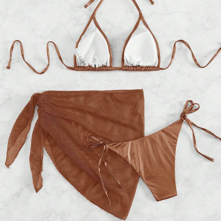 Damen Triangel-Bikini mit raffiniertem Netzrock Drune