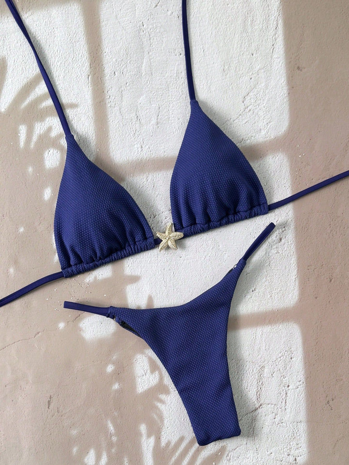 Damen Triangel-Bikini mit strukturiertem Stoff und maritimen Details Drune
