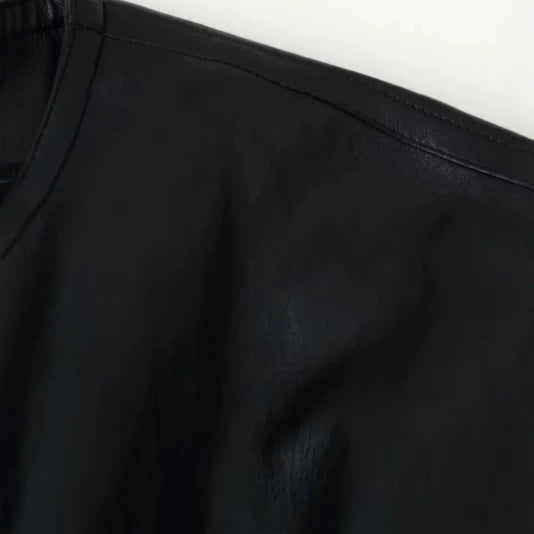 Damen Oversize Cropped Kunstleder‑Bomberjacke mit Rundhalsausschnitt und elastischem Saum Drune