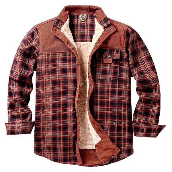 Herren Lässige Flanelljacke mit Teddyfutter Drune