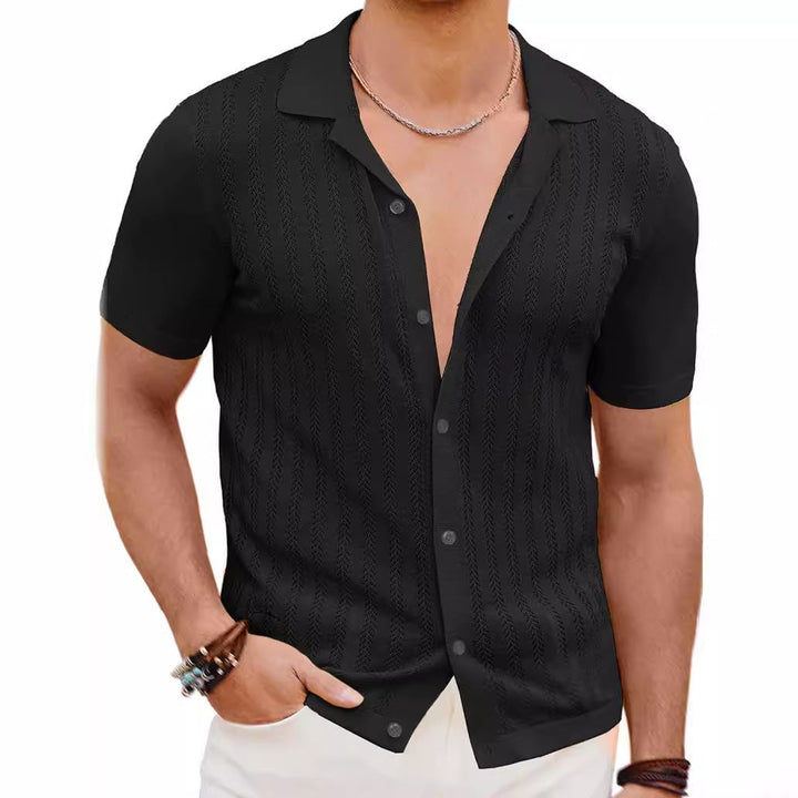 Herren Kurzarm Strickhemd mit strukturiertem Design Drune