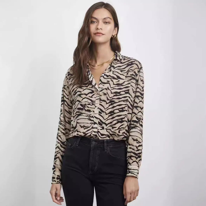 Damen Bluse mit auffälligem Tiermotiv und lockerer Passform Drune