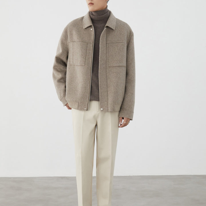 Herren Kurzjacke aus Wollmix mit Kastenform, Brusttaschen und verdecktem Reißverschluss Drune