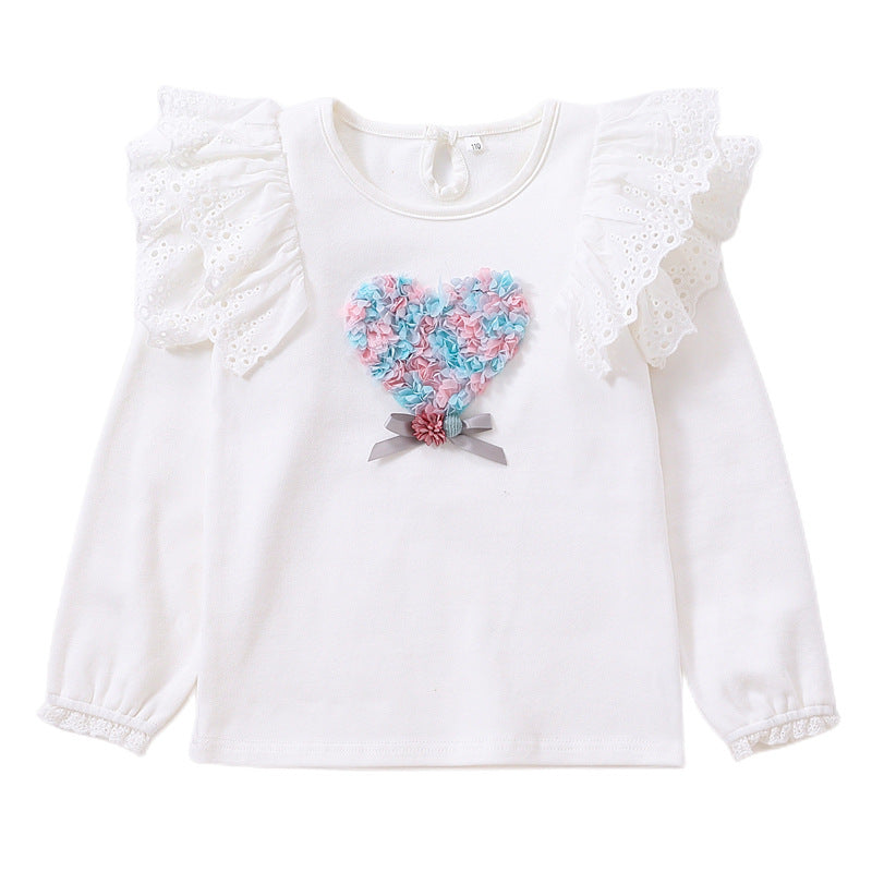 Mädchen Sweatshirt mit Rüschen und floralem Herzmotiv Drune