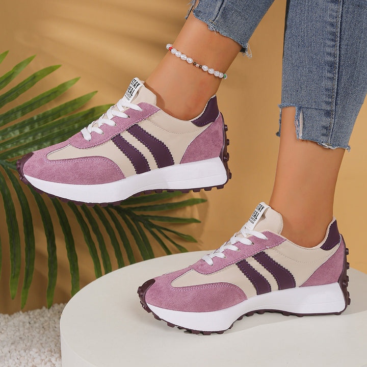 Damen Retro-Plateau-Sneaker mit Velours- und Mesh-Mix Drune