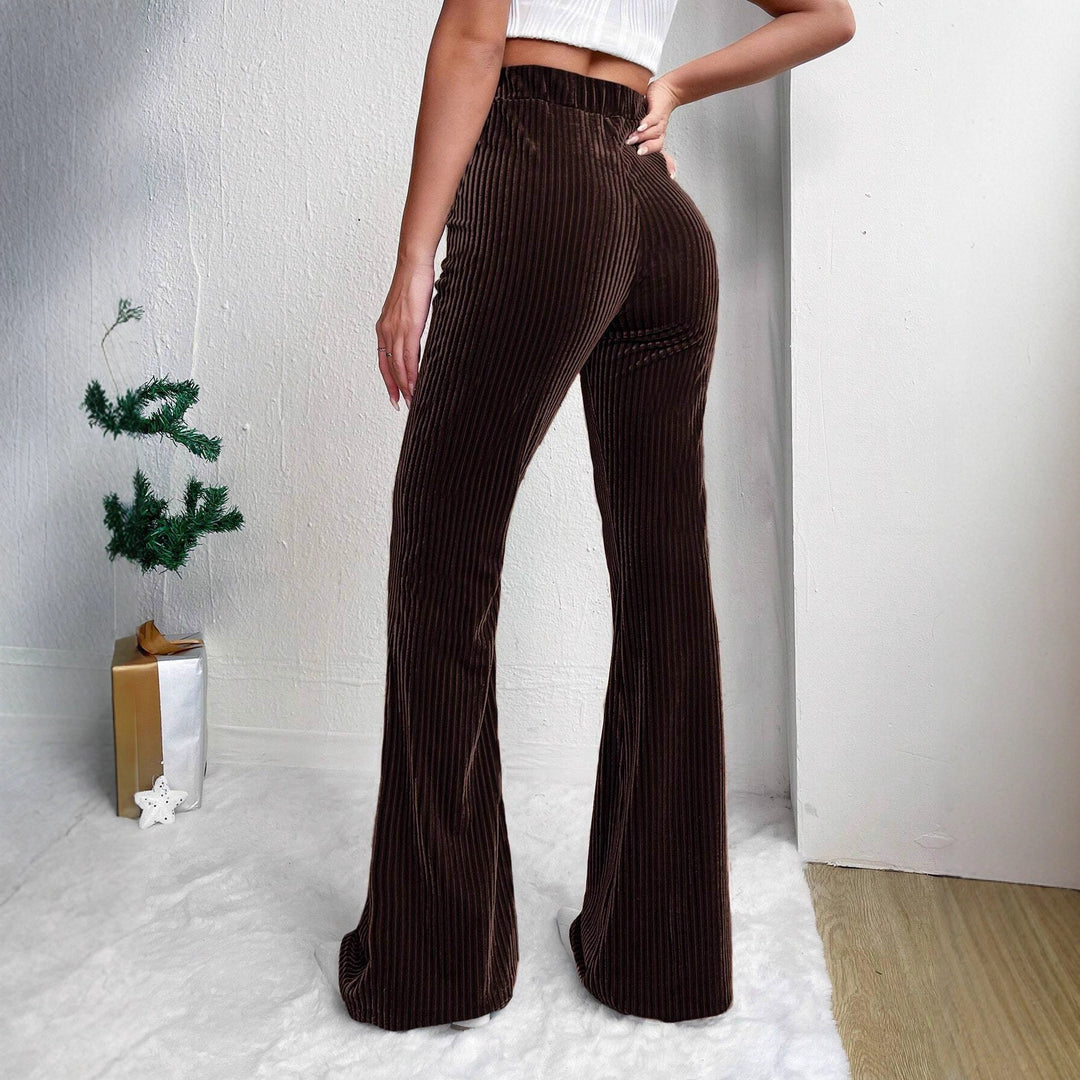 Damen Elegante und bequeme Samthose mit vertikalen Streifen Drune