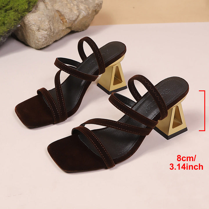 Damen Elegante High Heel Sandalen mit Ripp-Textur und modischem Design Drune