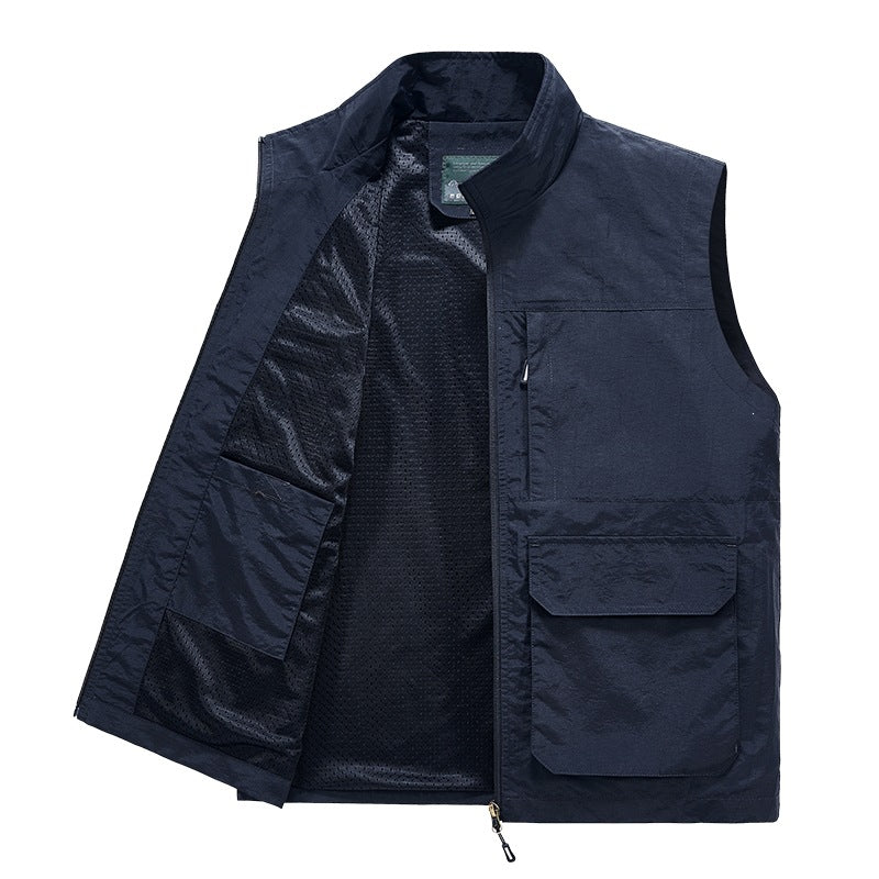 Herren Multifunktionale Utility‑Weste mit Mesh‑Futter, Reißverschluss & Mehrfachtaschen Drune