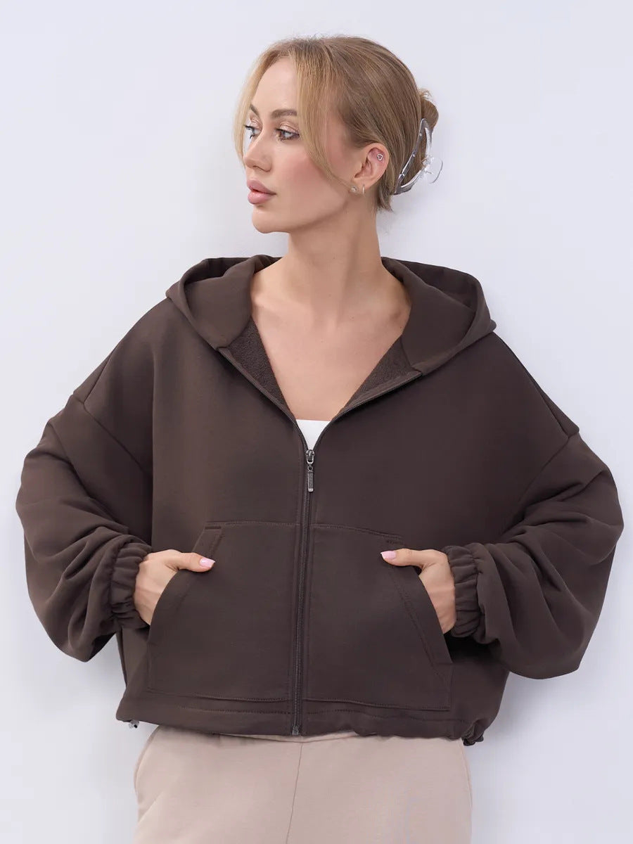 Damen Modischer cropped Zip-Hoodie Drune