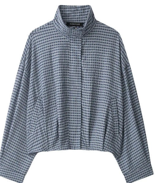 Damen Kurz geschnittene Wollmix-Jacke mit Stehkragen, Reißverschluss und Ballonärmeln Drune