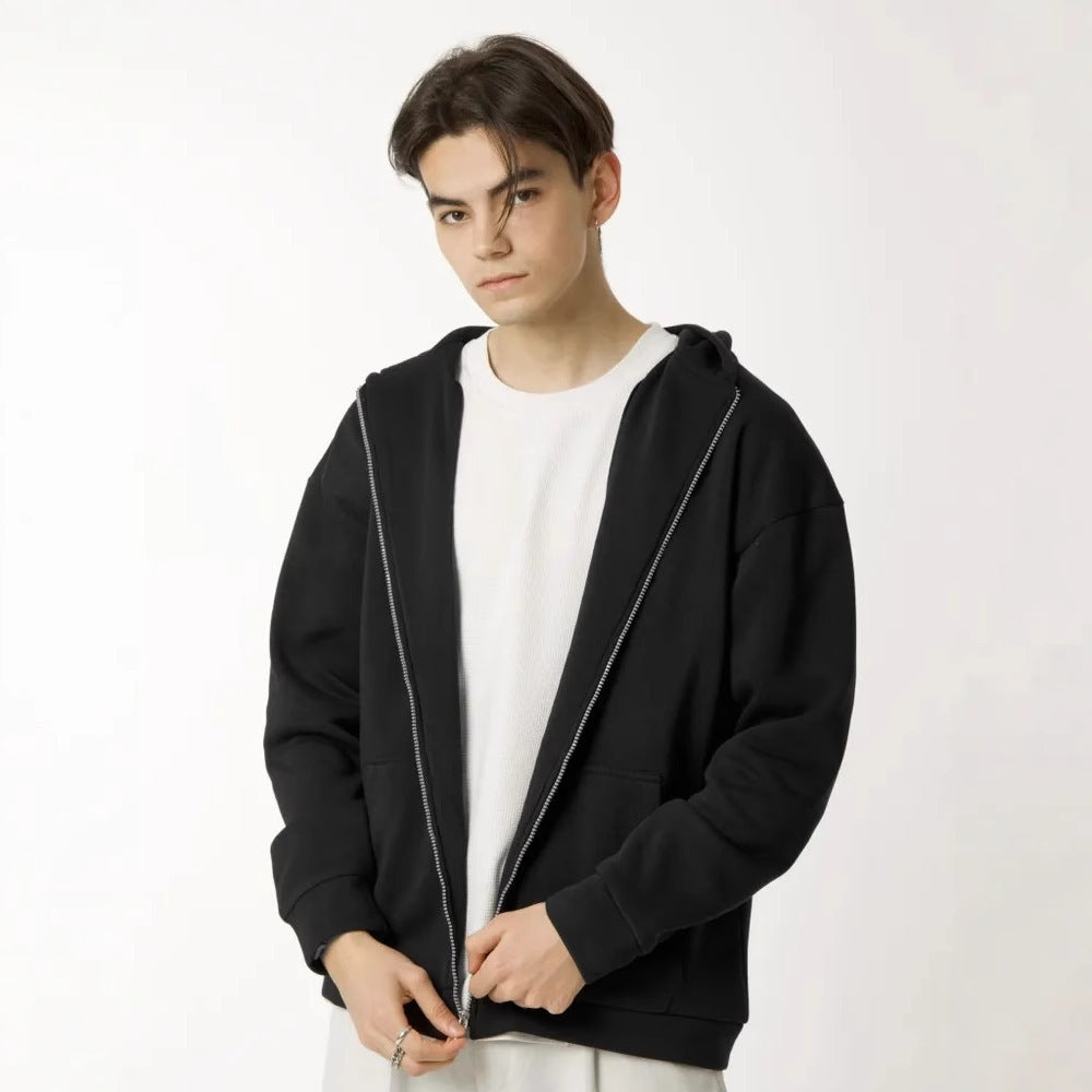 Herren nan minimalistischer Zip-Hoodie mit cleanem Oversize-Schnitt und weichem French-Terry-Futter Drune