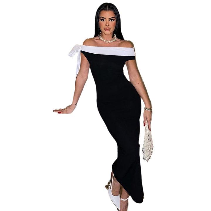 Damen Elegantes schulterfreies Maxikleid mit Schleifendetail Drune