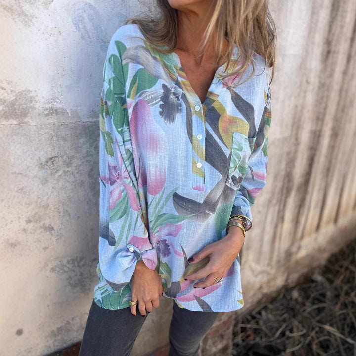 Damen Chice Bluse mit floralen Mustern und Druckknopfverschluss Drune