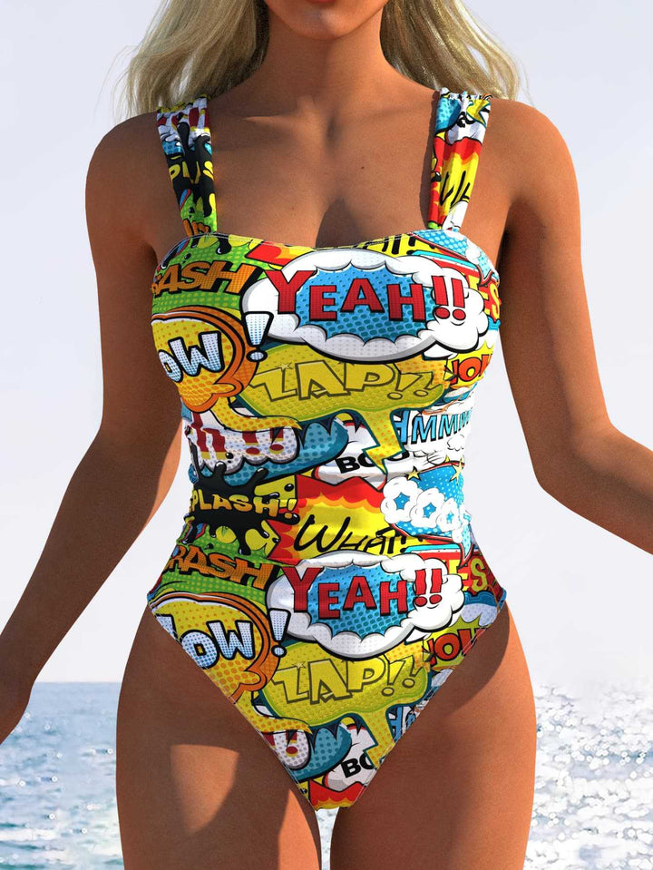 Damen Einteiliger Badeanzug mit innovativem Animal-Print und hohem Beinausschnitt Drune