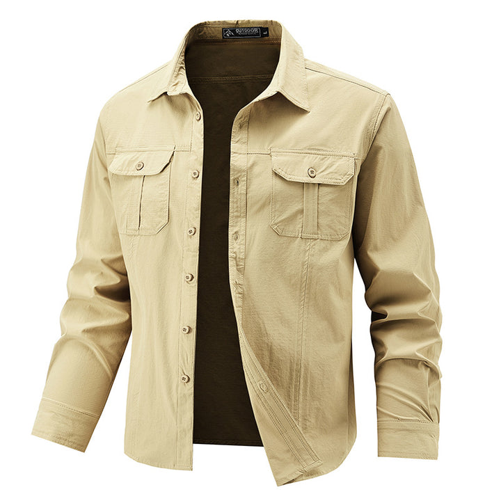 Herren Lässige Hemdjacke mit Brusttaschen Drune