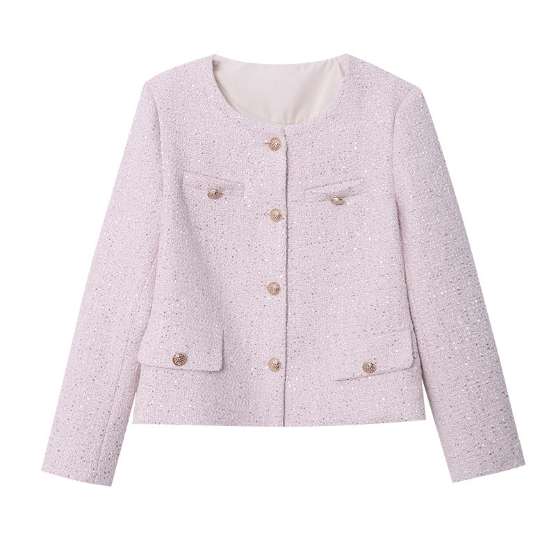 Damen klassische Bouclé-Jacke mit strukturiertem Stoff Drune