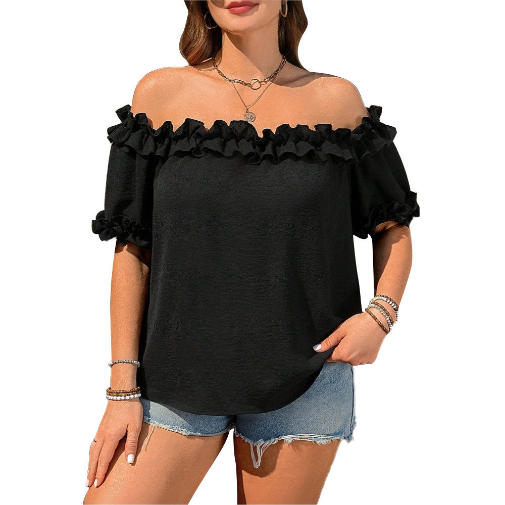 Damen Off-Shoulder Oberteil mit Rüschendetails Drune