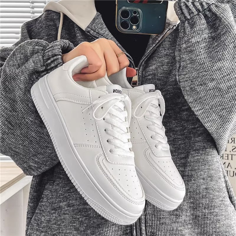 Unisex minimalistische Low-Top Court-Sneaker mit perforiertem Obermaterial, gepolstertem Fersenkragen und stoßdämpfender Laufsohle Drune