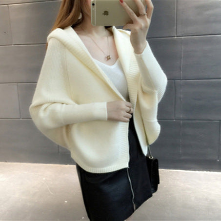 Damen kuschelige Strickjacke mit Kapuze und weitem Schnitt Drune