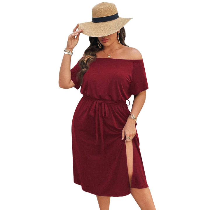 Damen Off-Shoulder Maxikleid mit eleganter Drapierung und seitlichem Schlitz Drune