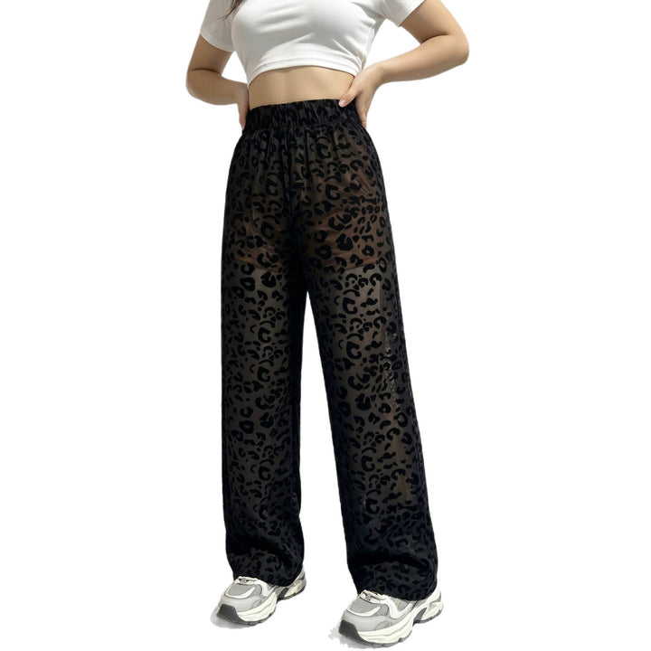 Damen weite Leoprint Strand- und Freizeit-Hose mit elastischem Bund Drune