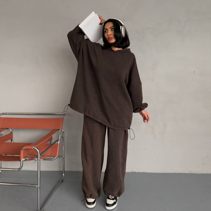 Damen lässiger Hoodie und weite Jogginghose Set Drune