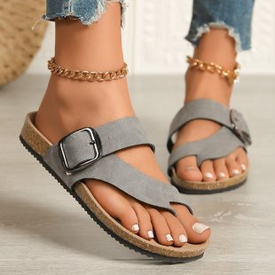 Damen Komfortable Zehentrenner-Sandalen mit animalischem Muster Drune