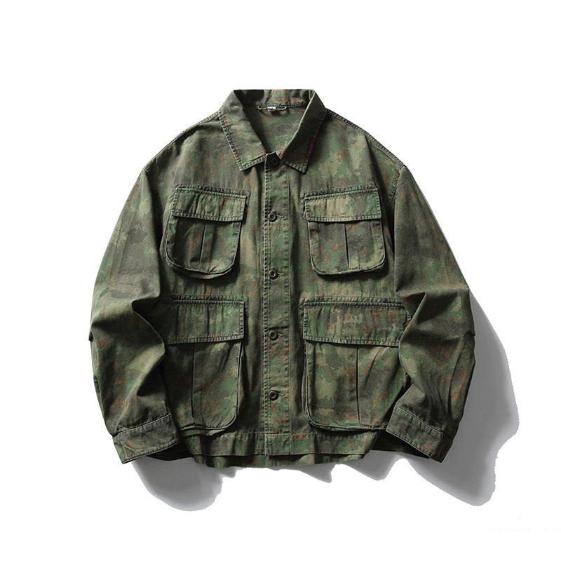 Herren Cargo-Overshirt im Utility-Stil mit Camouflage-Print und Mehrfachtaschen Drune
